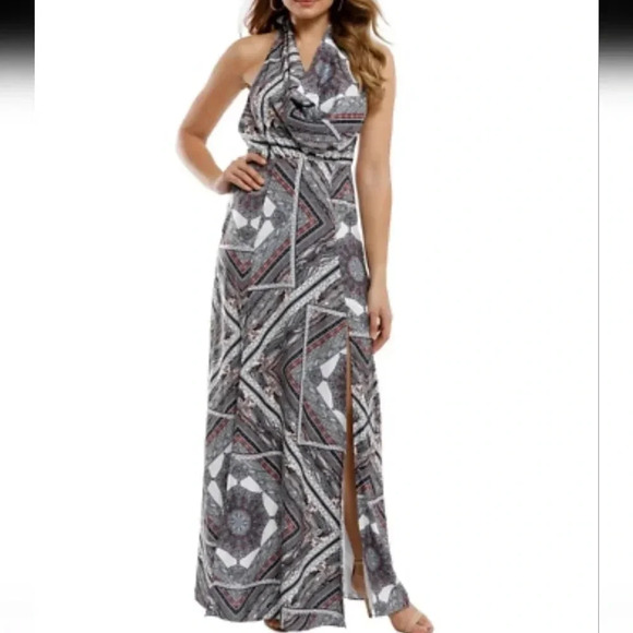 NWT TJD Skye Scarf Patchwork Print Maxi Dress 8 - Picture 1 of 8